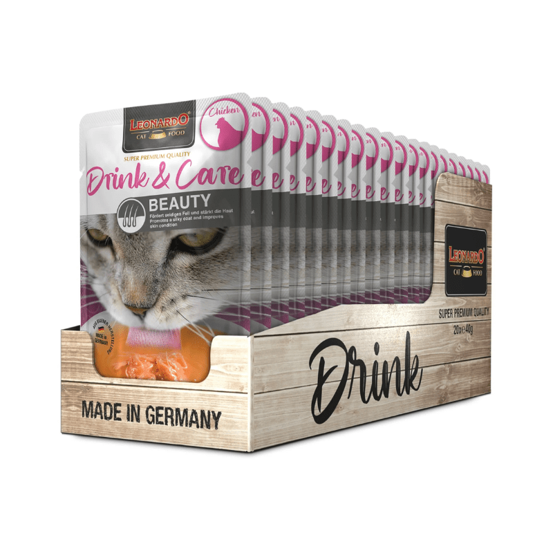 Pack de 20x40g - Sachets de Soupe de Poulet Leonardo Drink & Care pour Chats - Nourriture Complémentaire pour Chats Adultes - Favorise l'Apport de Liquides et la Santé des Voies Urinaires – Image 4