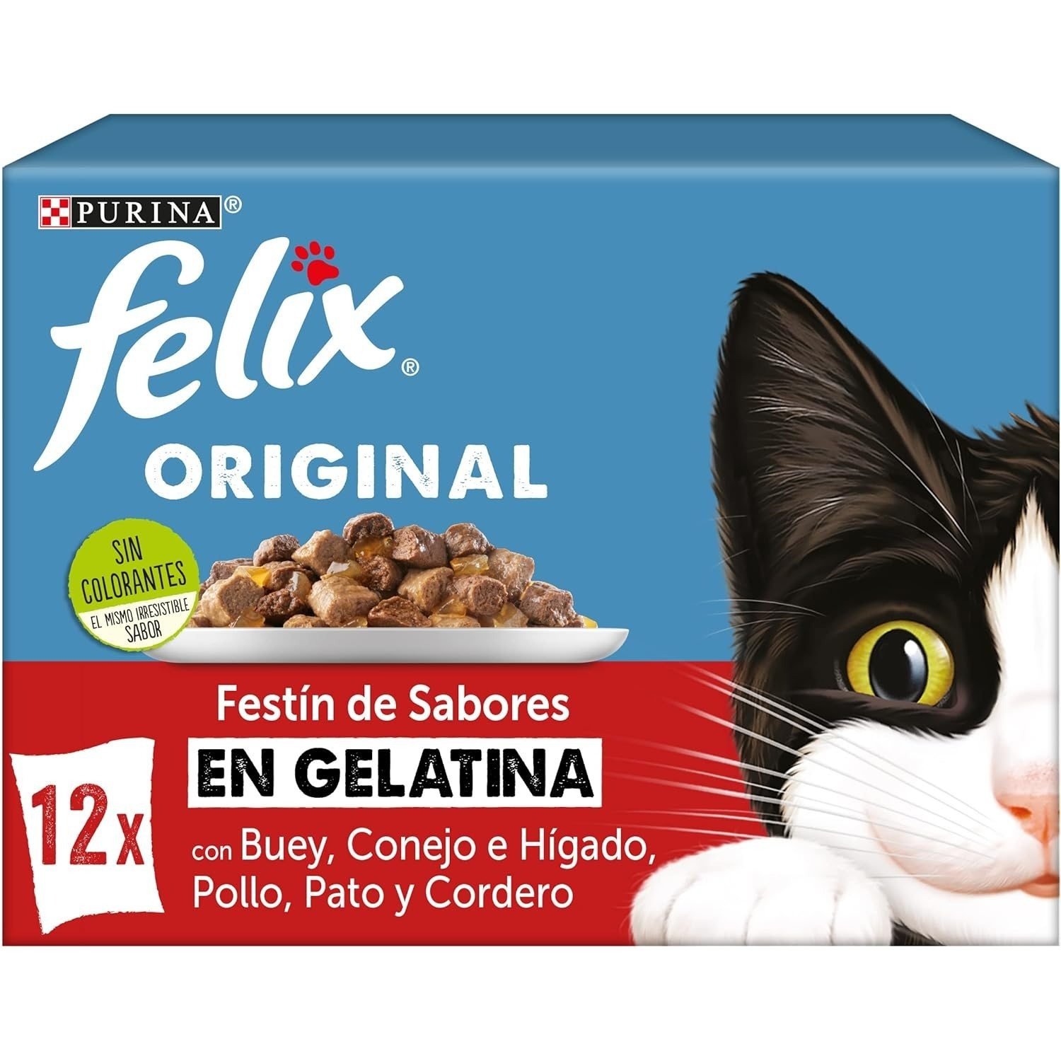 Purina Felix ORIGINAL Nourriture Humide en Gelée pour Chats Adultes, Assortiment de Viandes, 12 Sachets de 85g